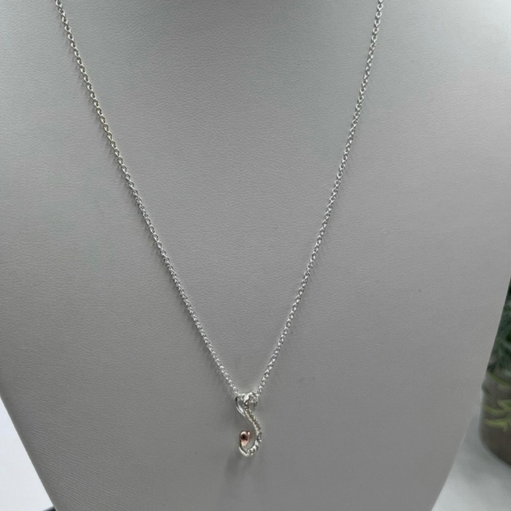 Kohl's Fine Silver Plated S Initial Rose Gold Heart Accent Necklace‎ New